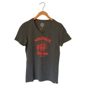 NC State Wolfpack Dark Gray T-Shirt Women's Size S Life Is Good North Carolina
